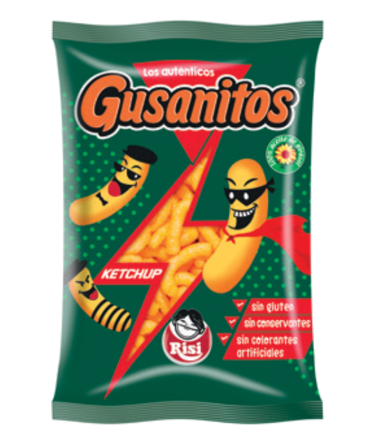 SNACKS GUSANITOS KETCHUP 85 GR