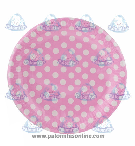 PLATOS LUNARES BLANCOS FONDO ROSA 23 CM 2.90 PALOMITAS ONLINE