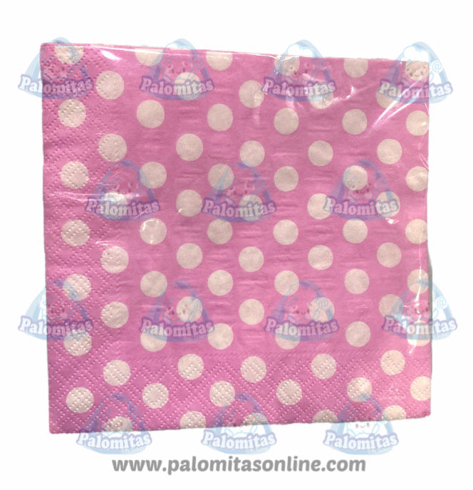 SERVILLETAS LUNARES BLANCOS FONDO ROSA 2.50 PALOMITAS ONLINE