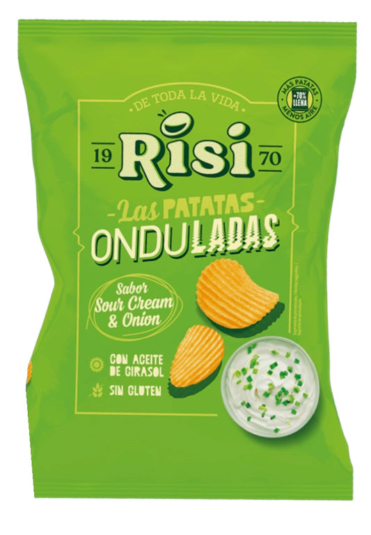 PATATAS RISI ONDULADAS SOUR CREAM & ONION 40gr CAJA